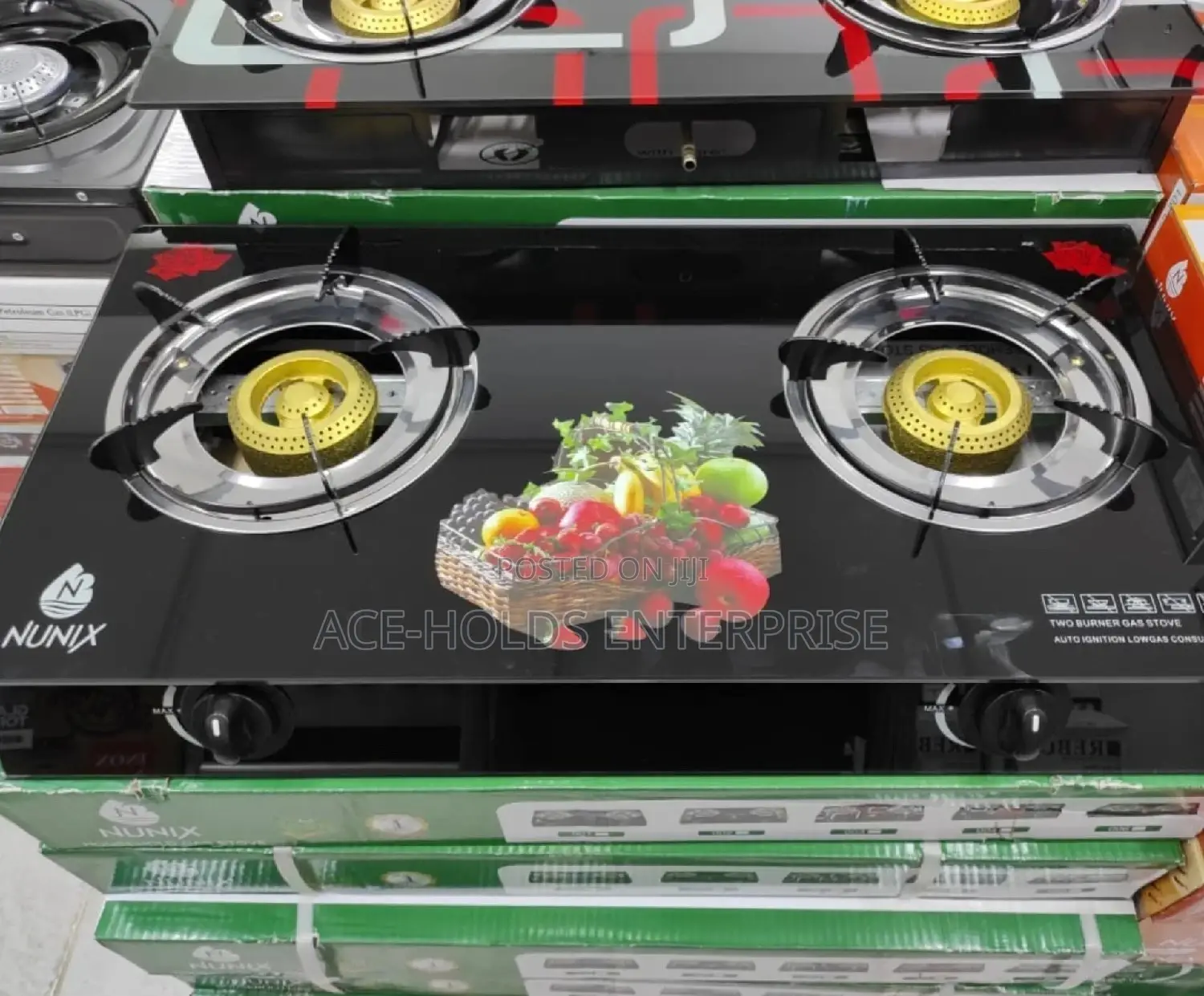 Nunix Table Top Gas Cooker Glass Design - Auto-Ignition