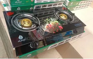 Nunix Glass Top Double Burner Gas Cooker Table Top