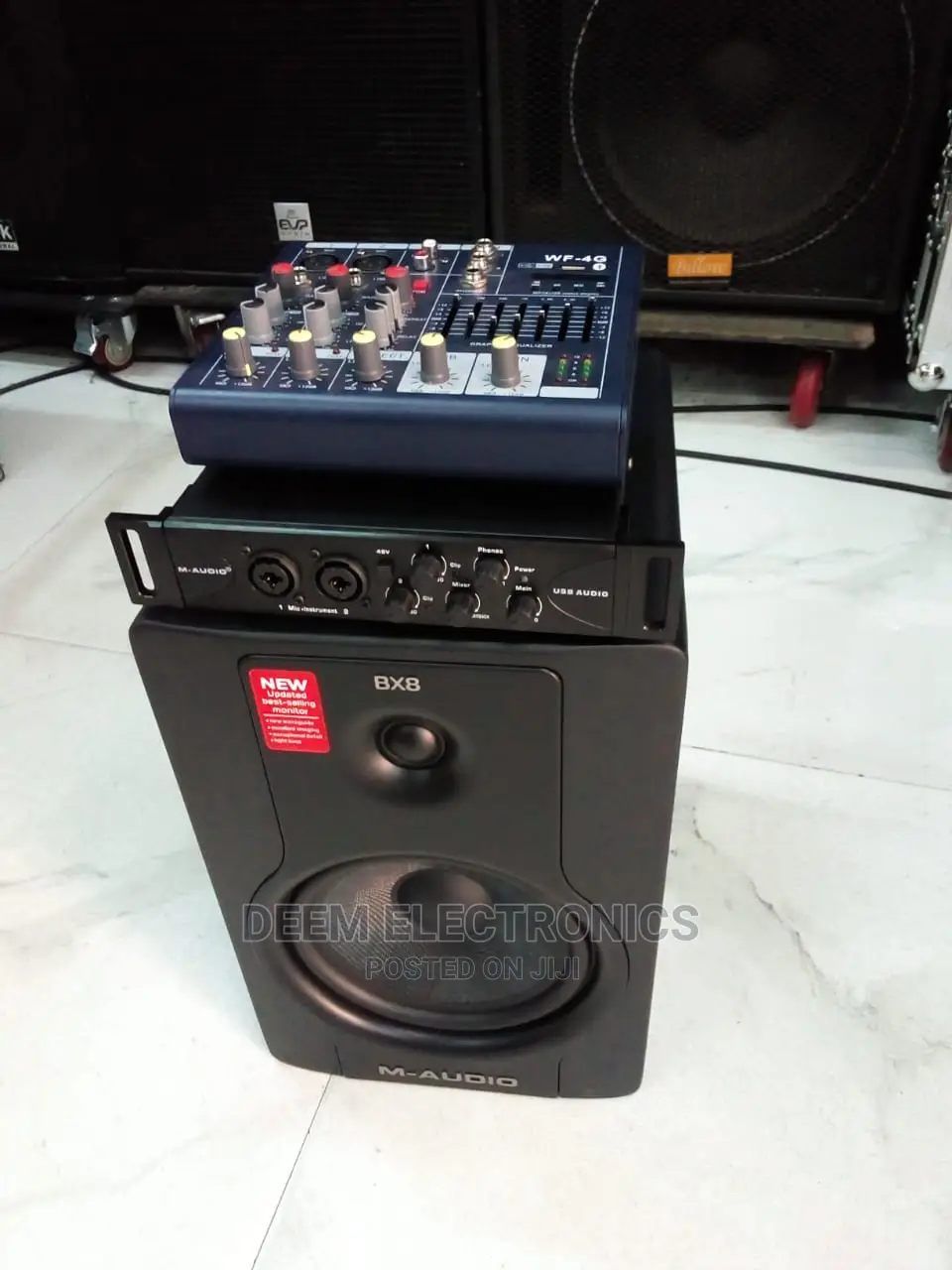 Studio Monitors With Soundcard 2ch and Plain Mixer 2ch