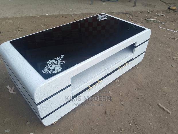 Coffee Table White Dotted Glasstop Flowered. - main view