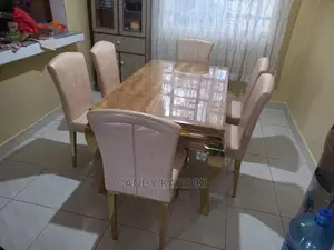 6 Seater Pure Marble Dining Table Set