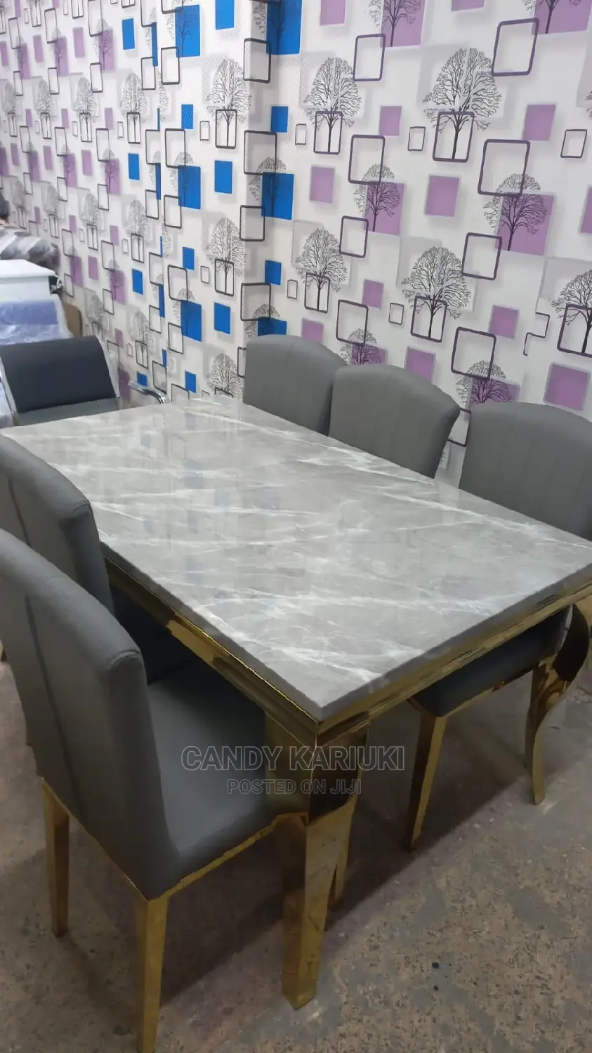 Beautiful 6 Seater Pure Marble Dining Table Set