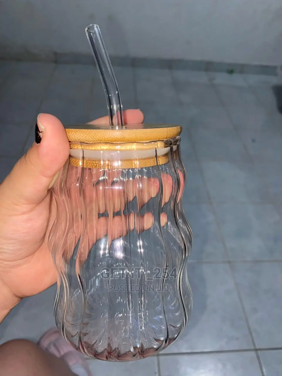Glass Tumbler Cup With Straw