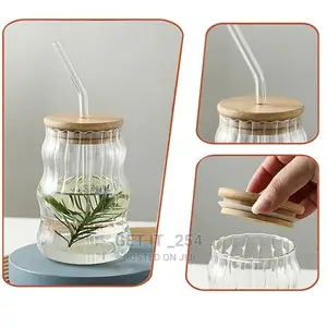 Glass Tumbler Cup With Straw