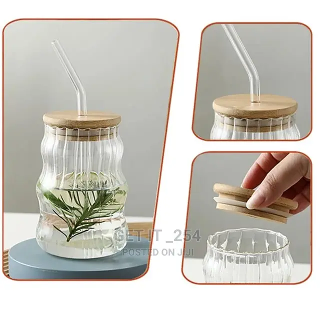 Glass Tumbler Cup With Straw