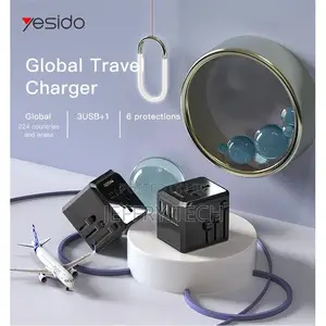 Yesido Universal Travel Adapter 8A Fuse All-in-One Travel Ch