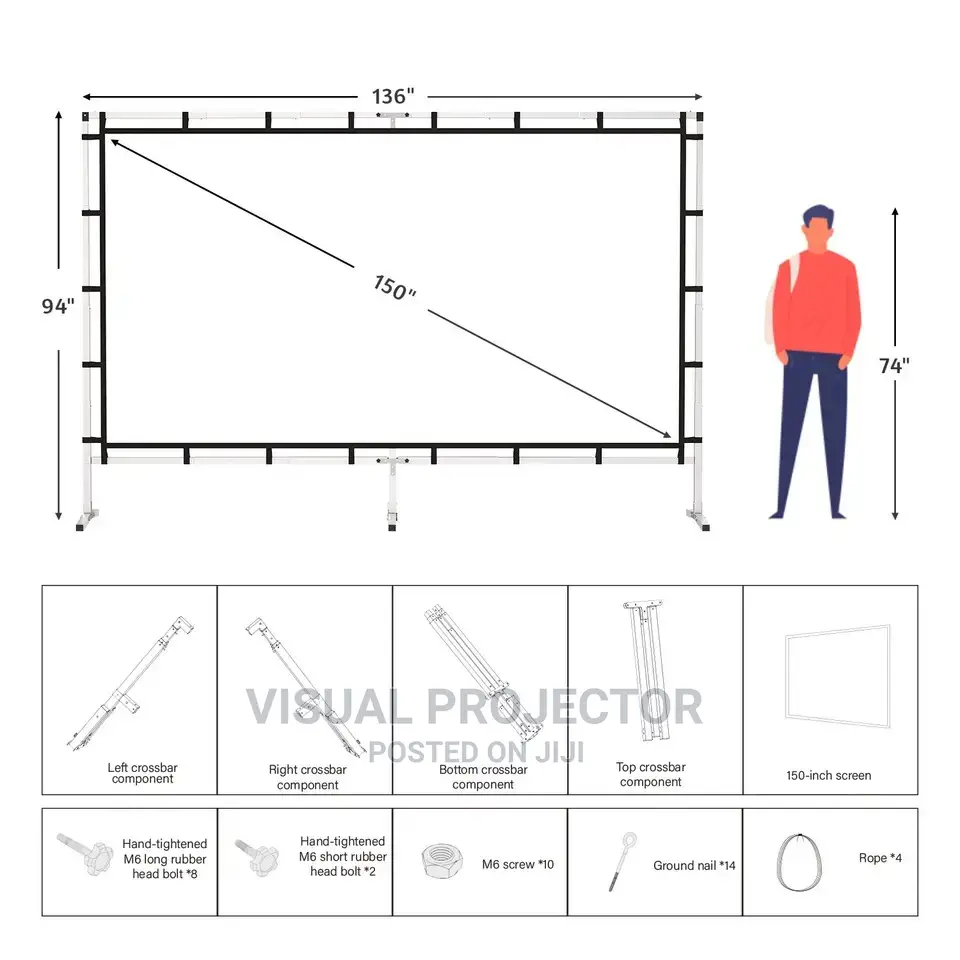 150" Projector Screen Aluminum and 3d