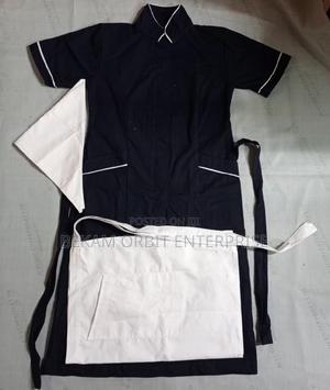 Customized Navy Blue House Keeping Dress+Apron+Head Wrap Set - main view