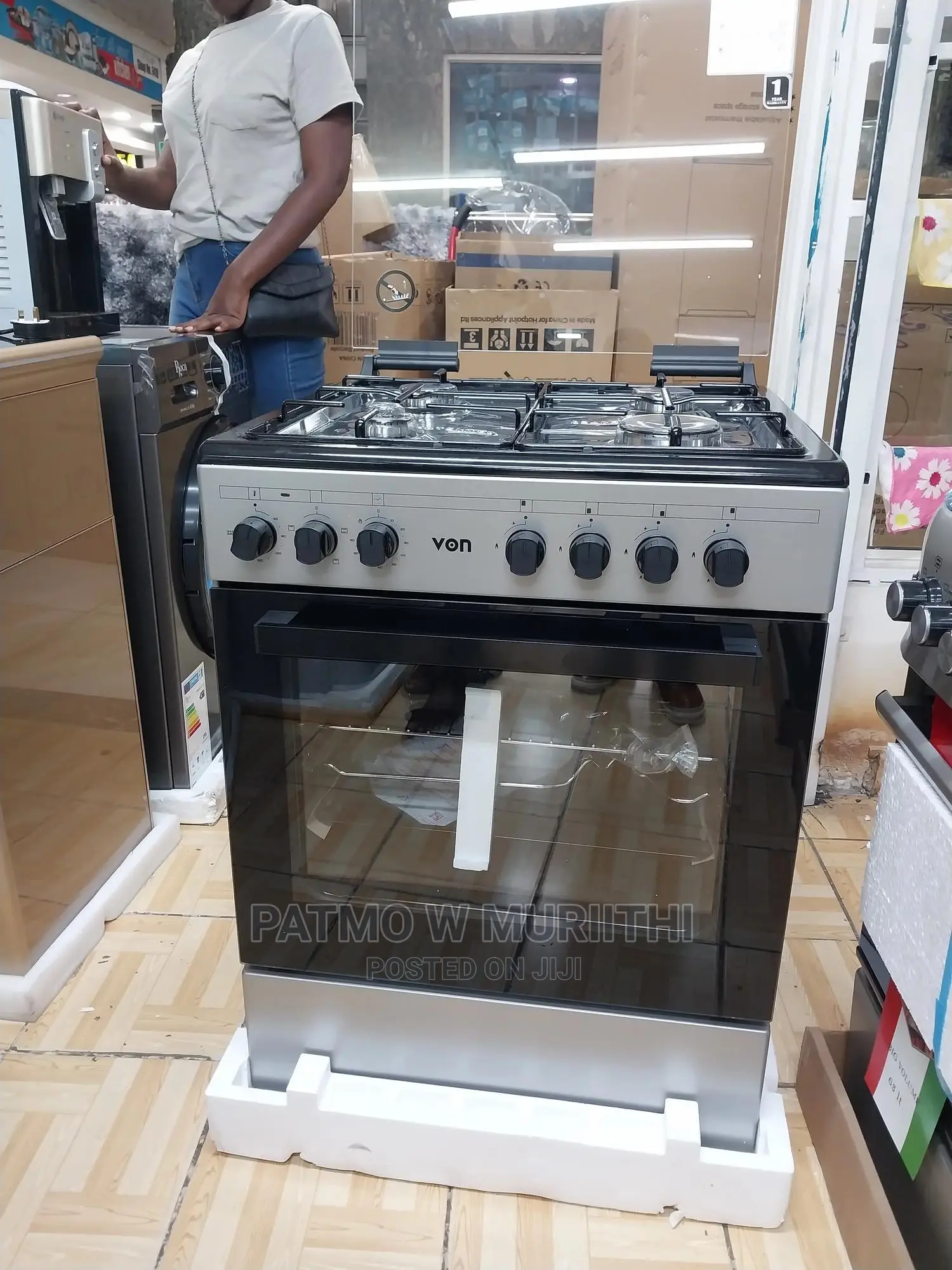 Von Standing Cooker 60*50 3gas Burner+Electric Oven Fan and Sensor