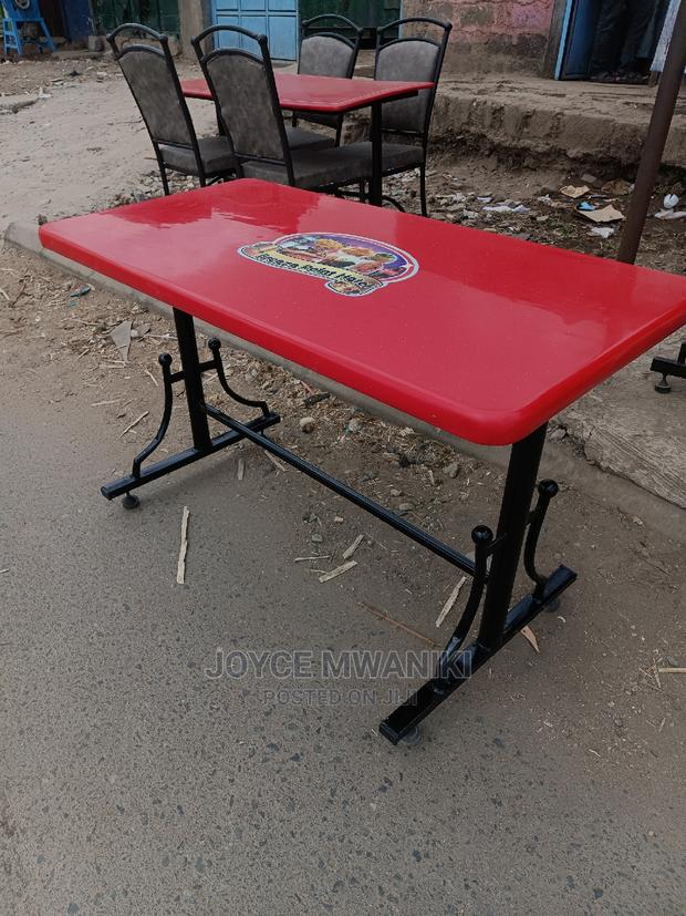 Restaurant Marble Table, Red With Logo 4ft by 2ft