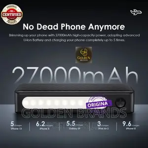 Oraimo 27000 Mah Capacity Power Bank 3level Brightness Torch