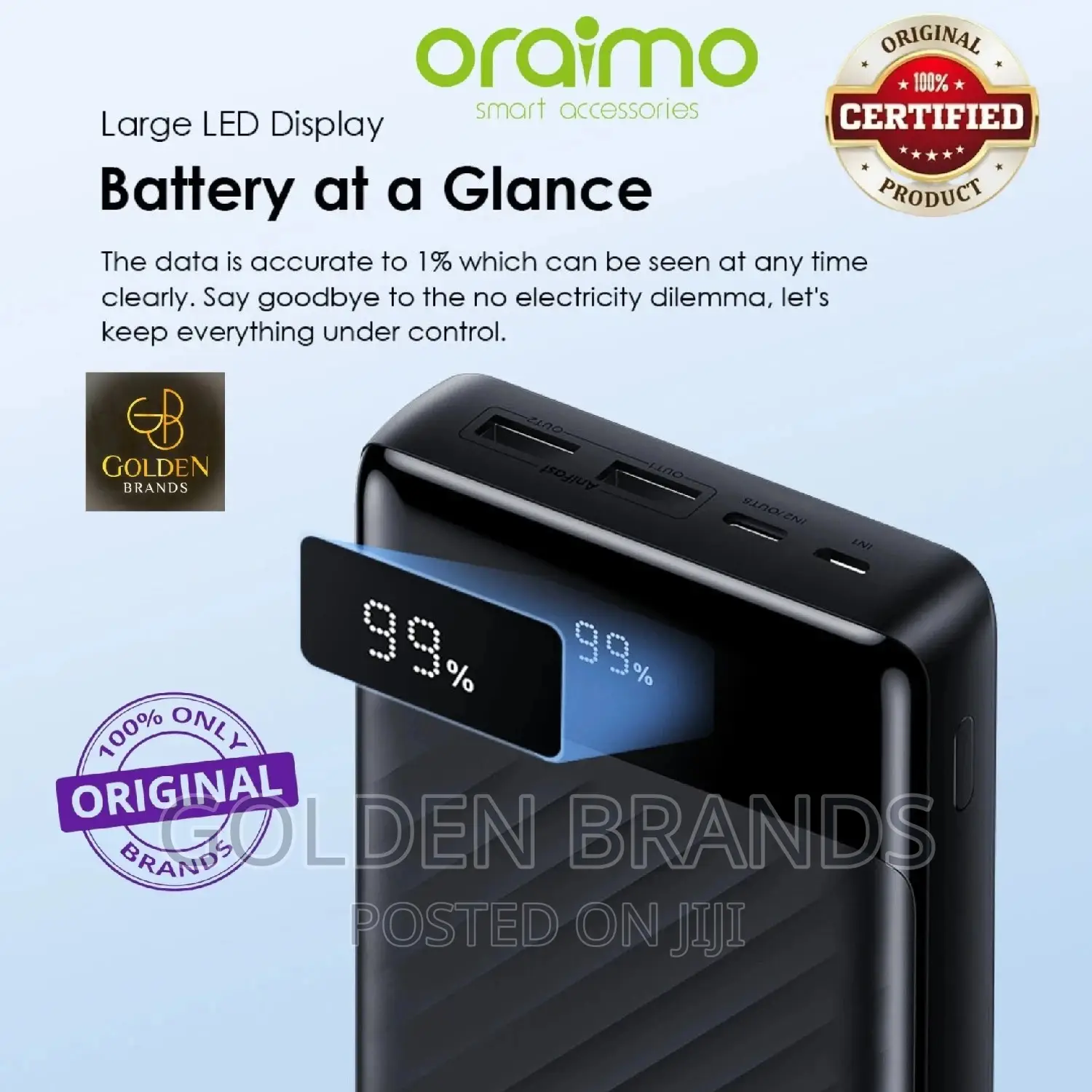 Oraimo Power Bank 20,000mah Super Fast Charging LED Display