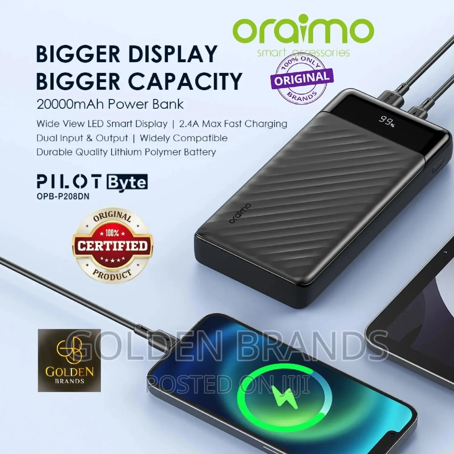Oraimo Power Bank 20,000mah Super Fast Charging LED Display