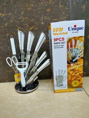 ,.,.,.,Unique 9pcs Knive Set White .