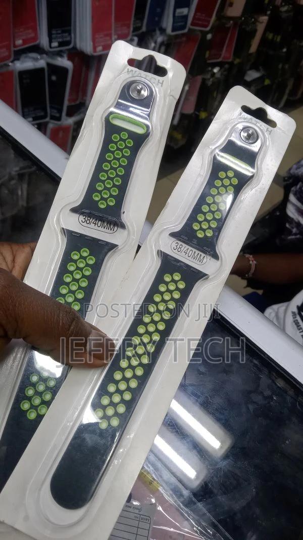 Silicone Nike Style Sport Band (For Apple Watch) Black Gre - thumbnail 2
