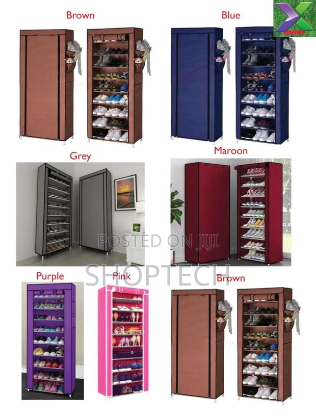 10 Layers Single Column Shoe Rack With Cover