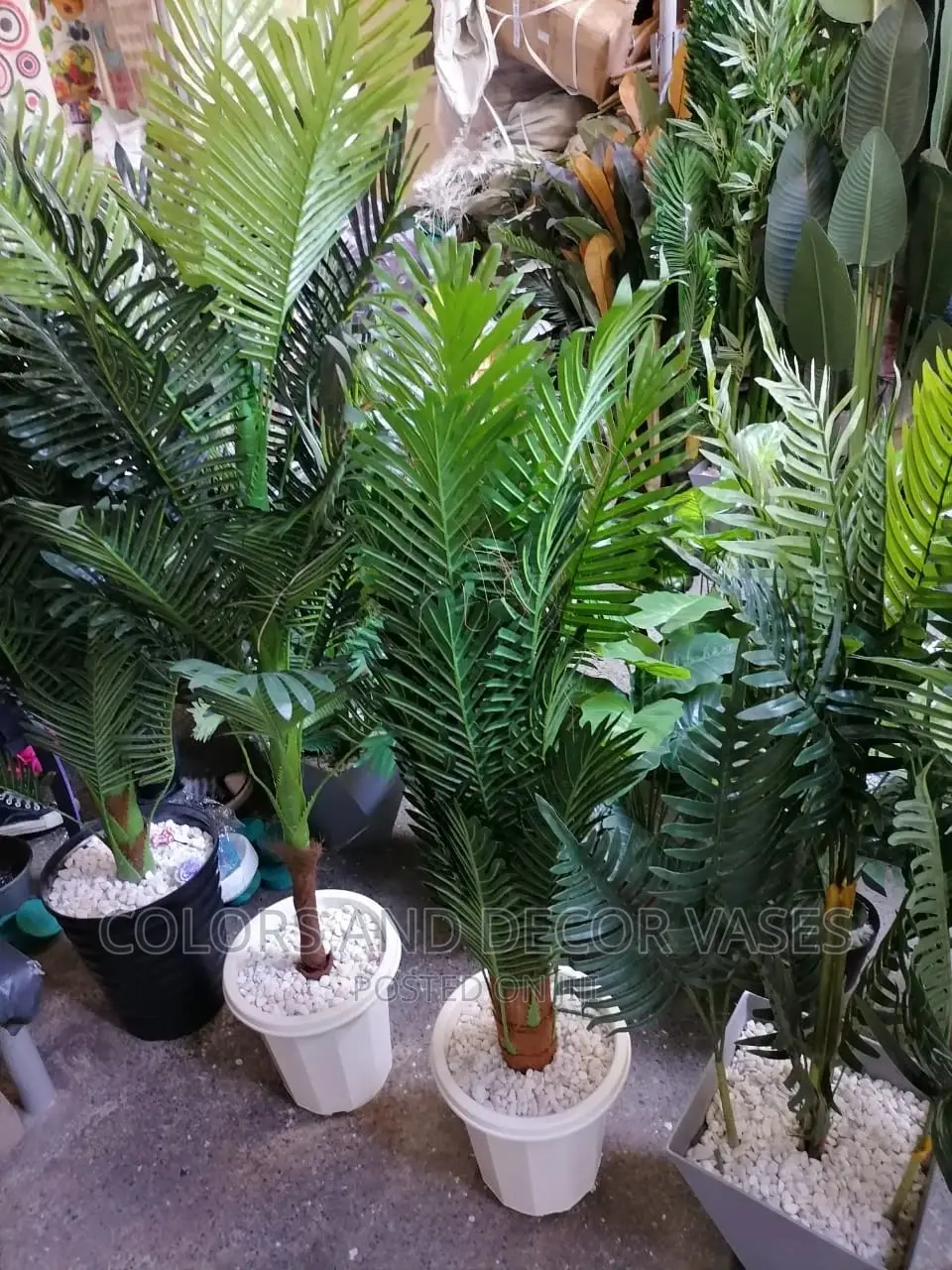 Palm Artificial 1.5m With Vase and Pebble Stones