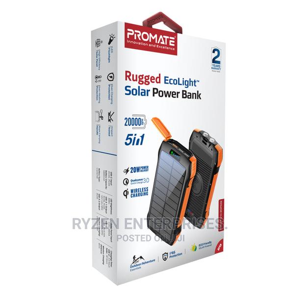 Promate 20000mah Solar Power Bank With 20w 3 Usb-a Port.