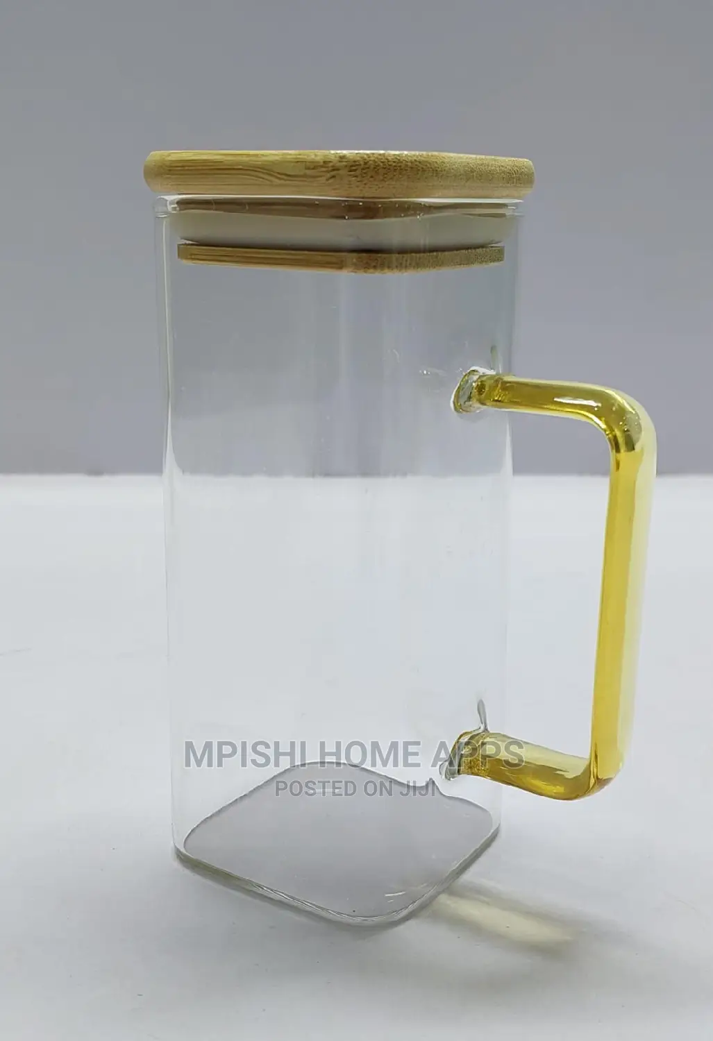Square Smoothie Glasses With Bamboo Lid