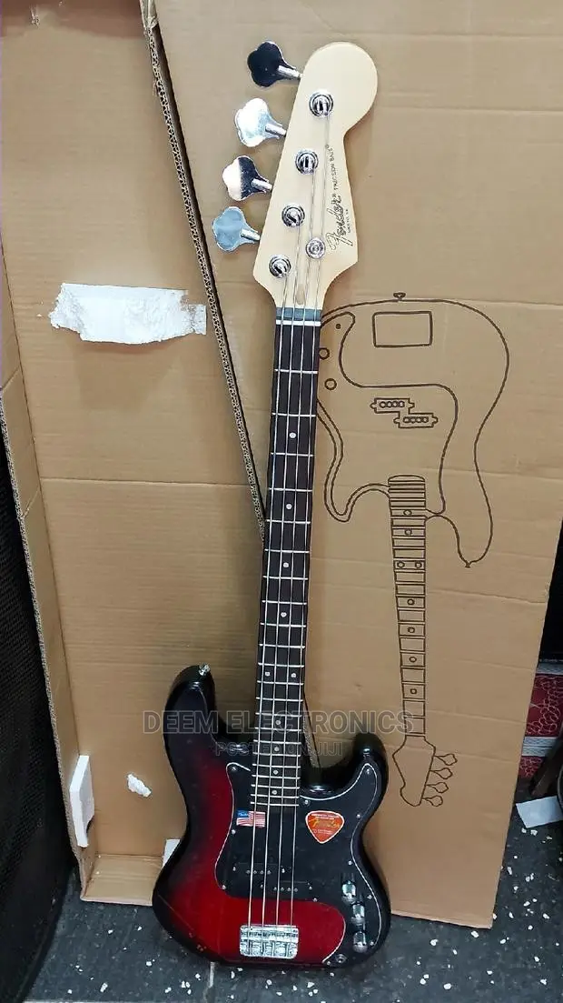 Bass Guitar, 4 Strings Fender (Red Black)