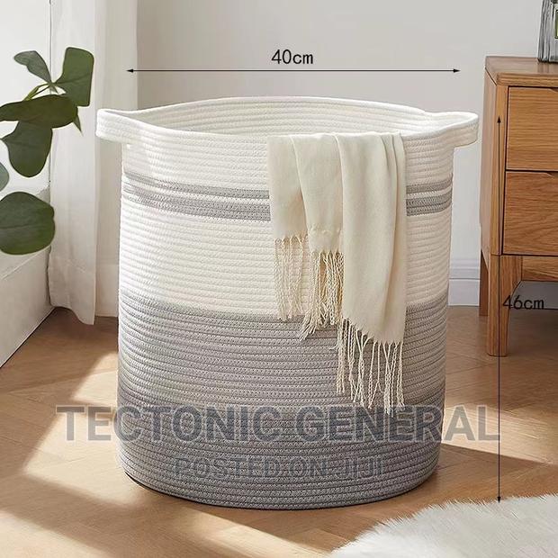 Wooven Cotton Rope Basket-Blue,Grey,Light Blue Print - main view