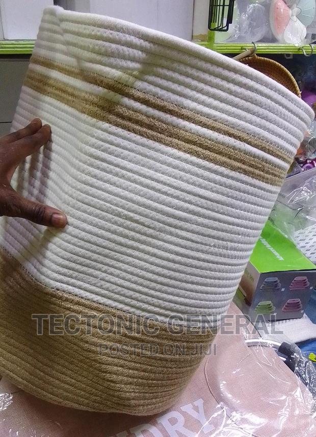 Wooven Cotton Rope Basket-Blue,Grey,Light Blue Print - thumbnail 5