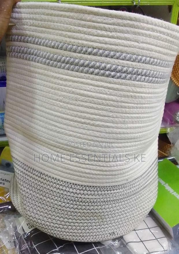 Wooven Cotton Rope Basket-Blue,Grey,Light Blue Print - thumbnail 5