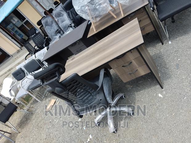 Office Desk Size 1.2 Metre American Walnut + Headrest Chair.