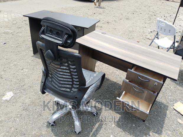 Office Desk Size 1.2 Metre American Walnut + Headrest Chair.