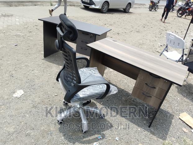 Office Desk Size 1.2 Metre American Walnut + Headrest Chair.