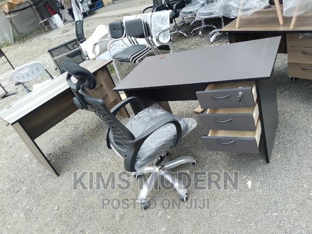 Office Desk Size 1.2 Metre Dark Gray + Headrest Chair. - main view