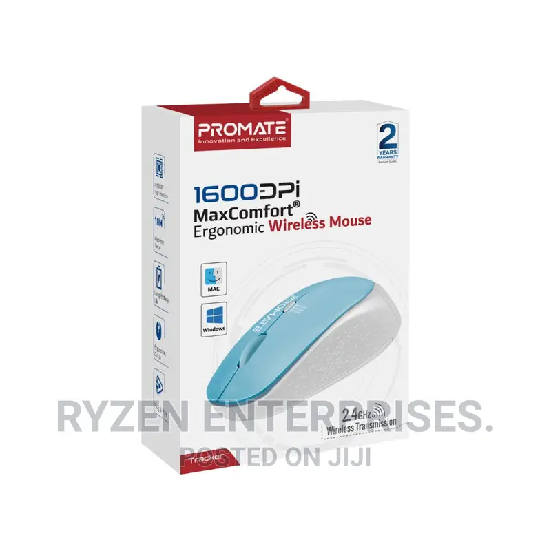 Promate 1600DPI Dual Tone Wireless Mouse, Blue