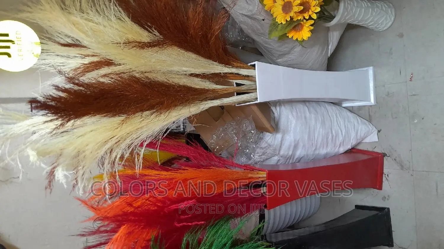 Pampas and Wooden Vase
