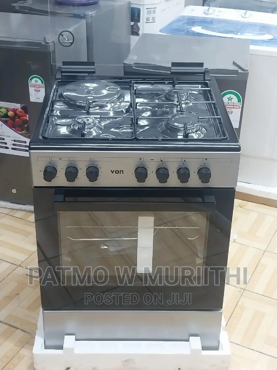 Von Standing Cooker Gas + 1 Electric Cooker 60×60 Gas Sensor Fan