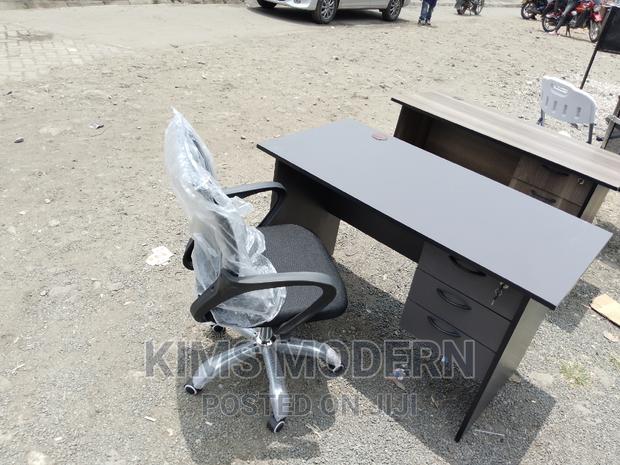 Office Desk Size 1.2 Metre Dark Gray + Mesh Chair. - main view
