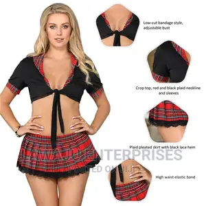 Crop Top Plus Skirt Cosplay School Girl Student Lingerie Set