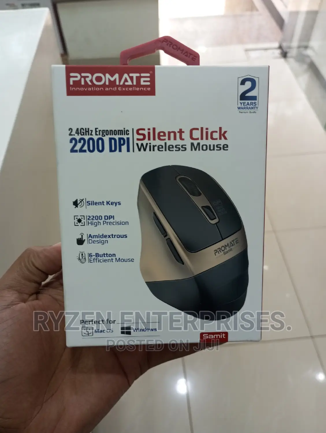 Promate Silent Mouse Gold-Wireless