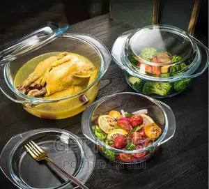 3pcs Glass Casserole Storage Bowl