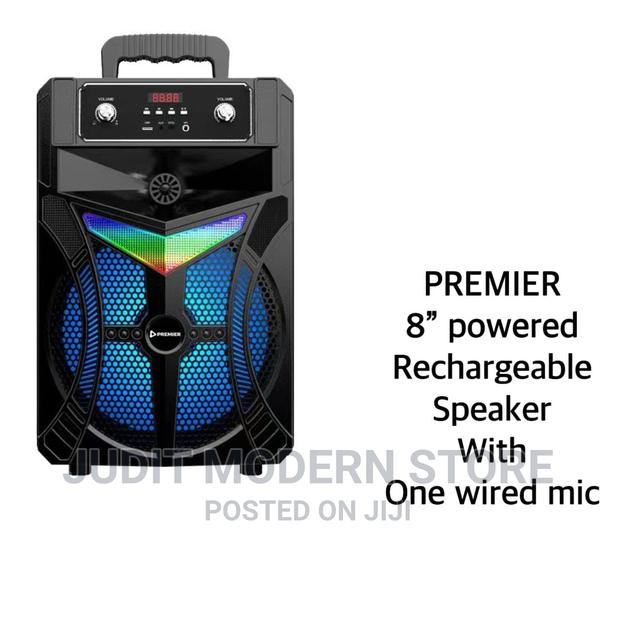 8" Powered Rechargeable Speaker With Wired Mic - main view