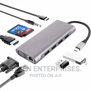 Promate 11 in 1 USB-C Hub With 100W PD, HDMI, 1080p VGA,