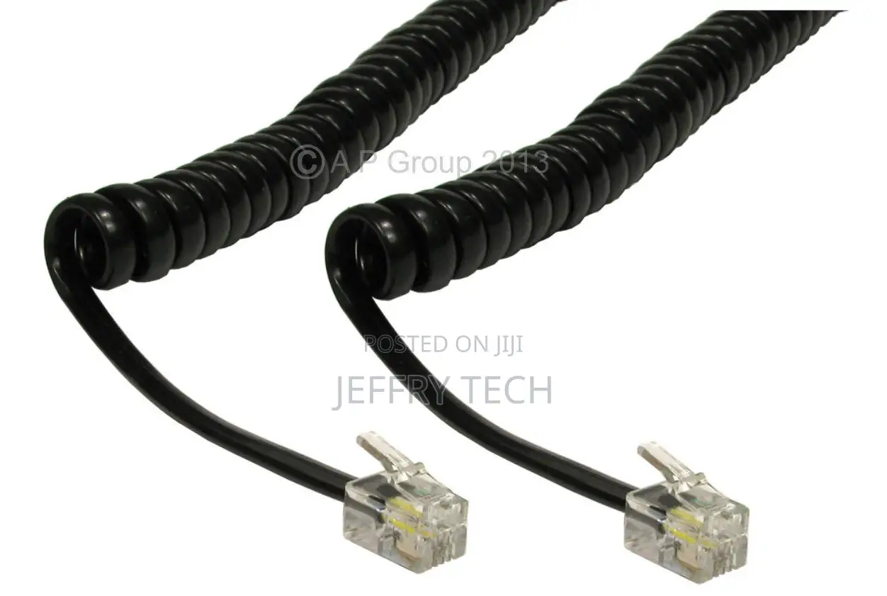 Curly Black Replacement Telephone Handset Lead Wire Cable R