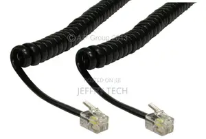 Curly Black Replacement Telephone Handset Lead Wire Cable R