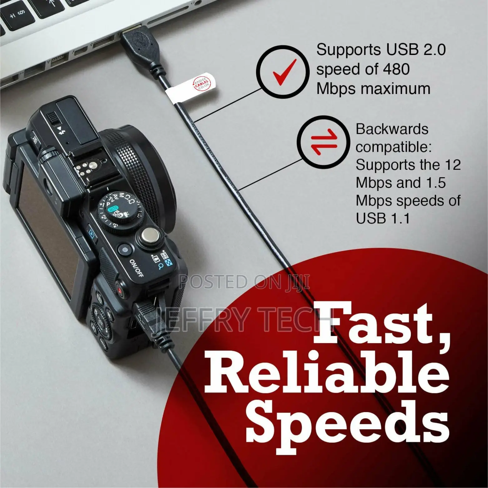 Dash Cam USB a Plug to Mini B 5 Pin 1m Data Cable Power Lead