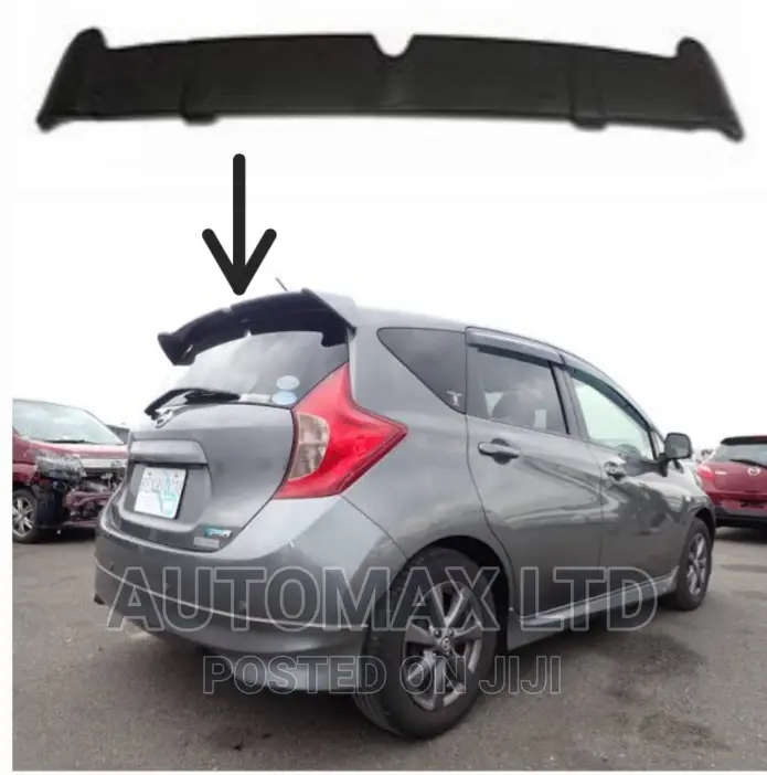 Black, Rear Roof Boot Spoiler. For Nissan Note, Yr 2015/18,