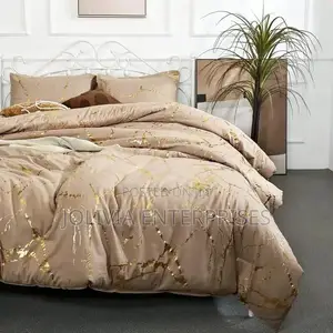 Luxury Gold Marble Taxture Foil Style Duvet Cover Set
