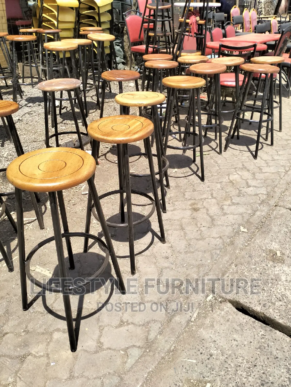 Backless Stools With Mahogany Seat