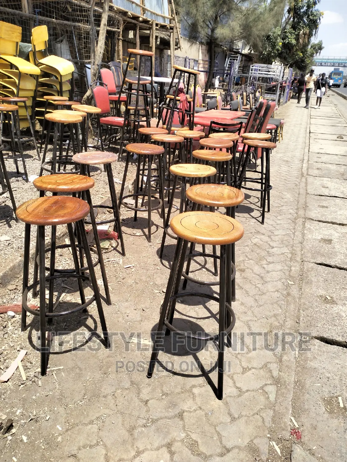 Backless Stools With Mahogany Seat