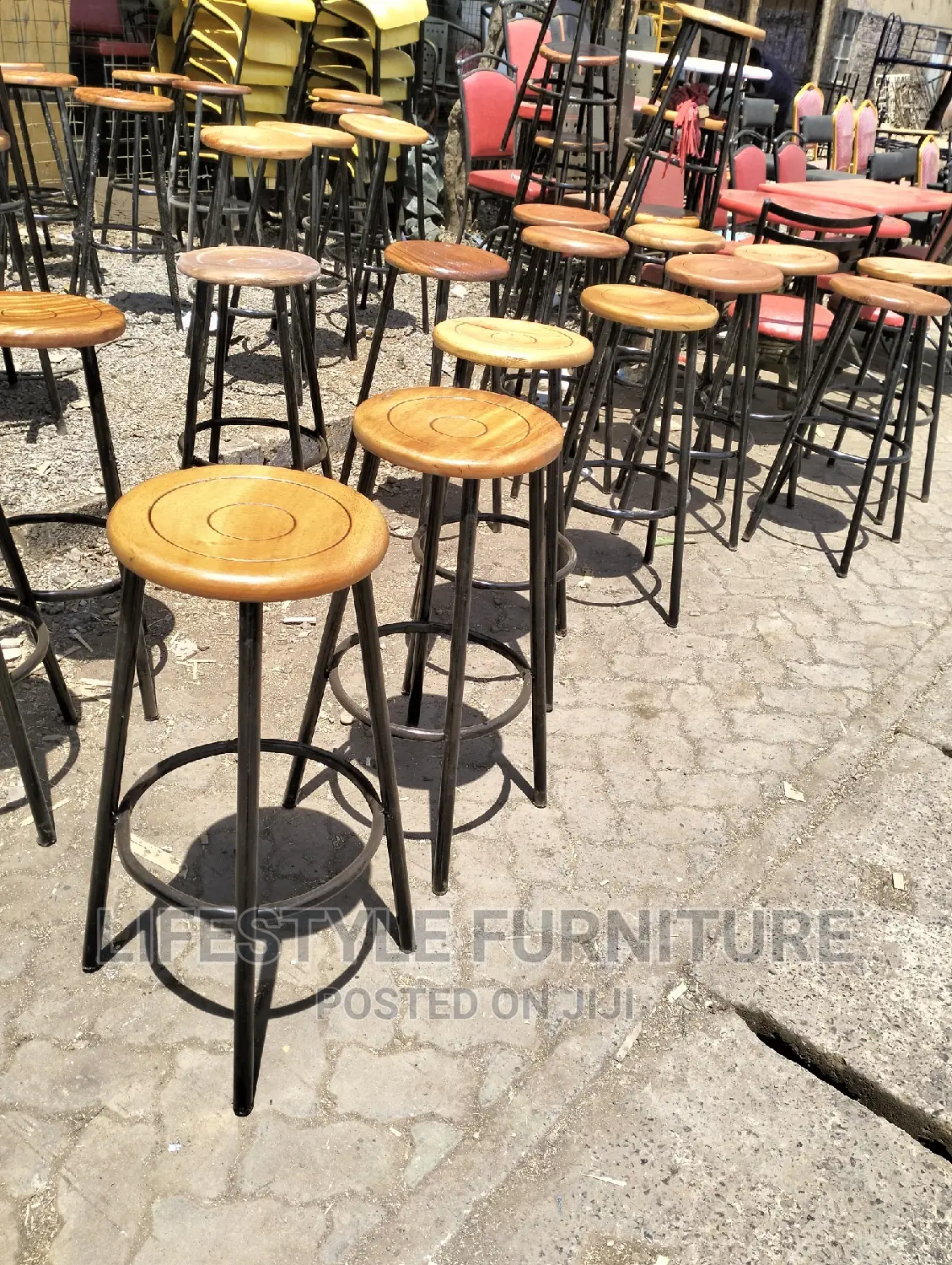 Backless Stools With Mahogany Seat