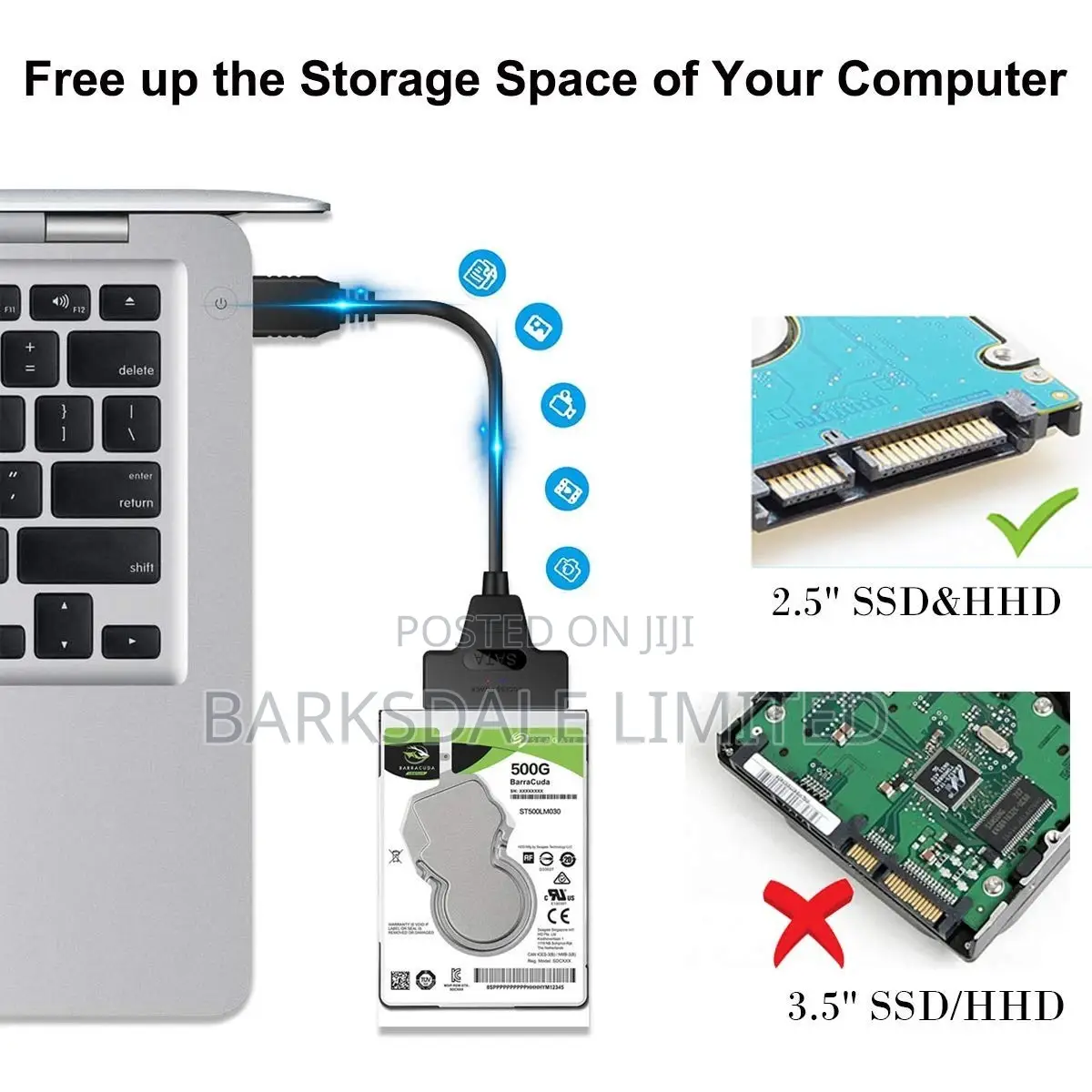 SATA USB 3.0 Adapter Cable for 2.5 HDD/SSD Hard Drive Disk