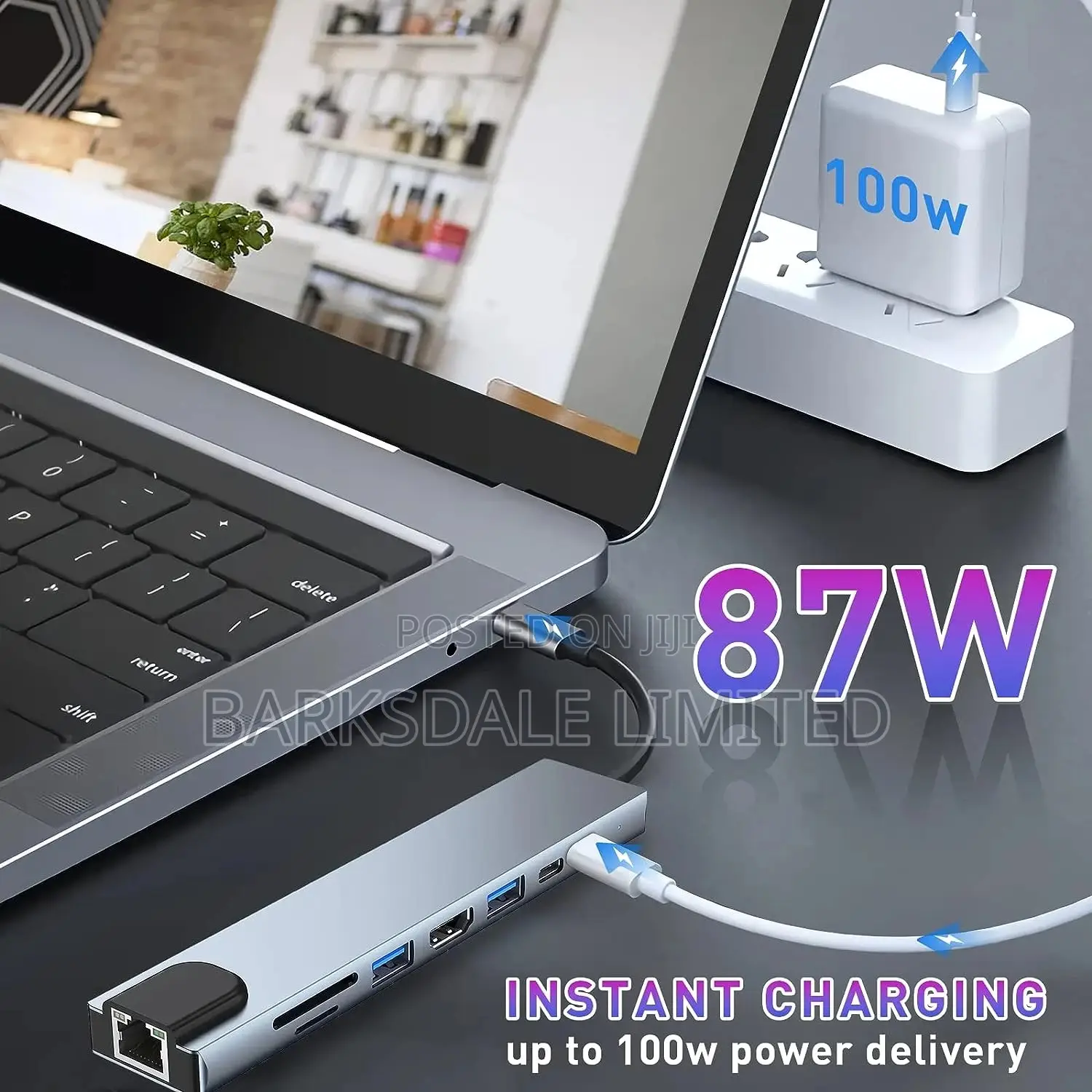USB C Hub 8 In 1 Adapter HDMI Rj45 Ethernet Sd/Tf Docking